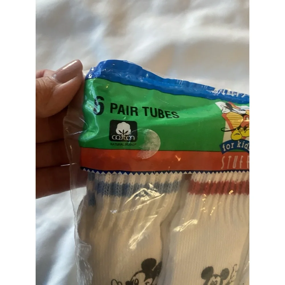 Vintage Disney Babies Mickey Mouse 6 Pair Tube Socks Size 5-7.5 NEW 1980's